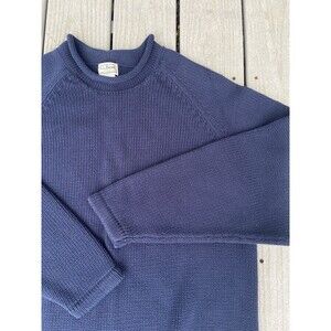 Vintage L.L. Bean Cotton Navy Blue Sweater 1985 Made in Hong Kong Men's XL
